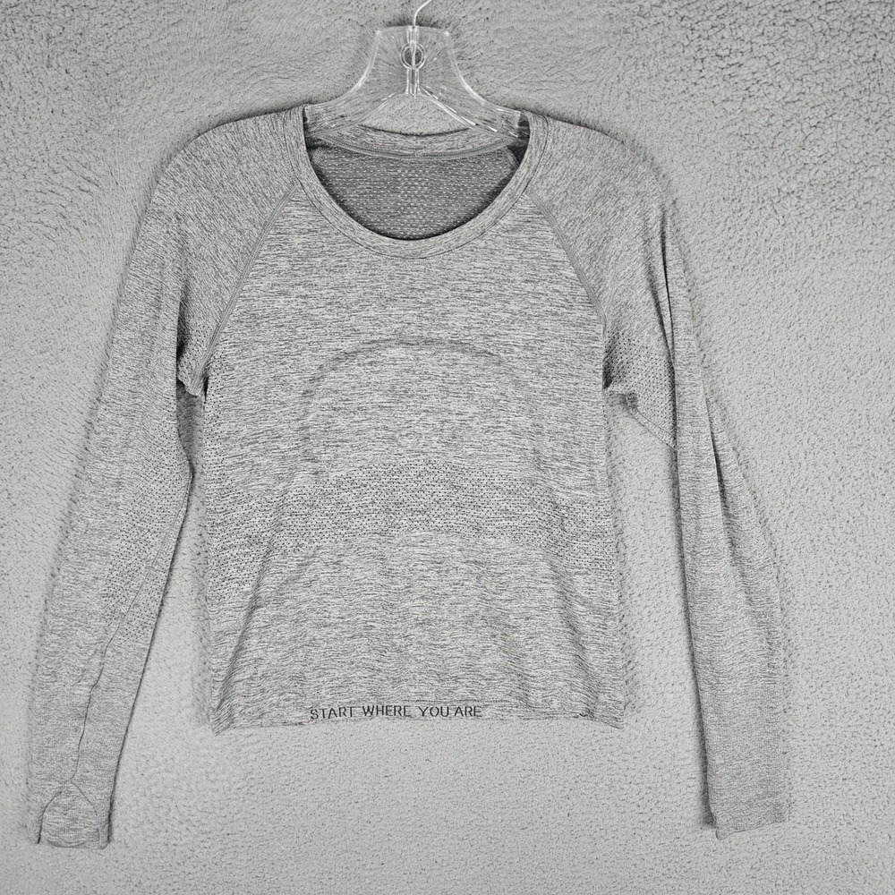 Lululemon Top Womens 8 Grey Swiftly Tech Long Sleeve 2.0 Mesh Thumbholes